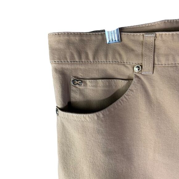 ESCADA Pants Womens 12 Light Brown Straight Leg Cotton Jeans Mid-Rise Stretch - Picture 6 of 11